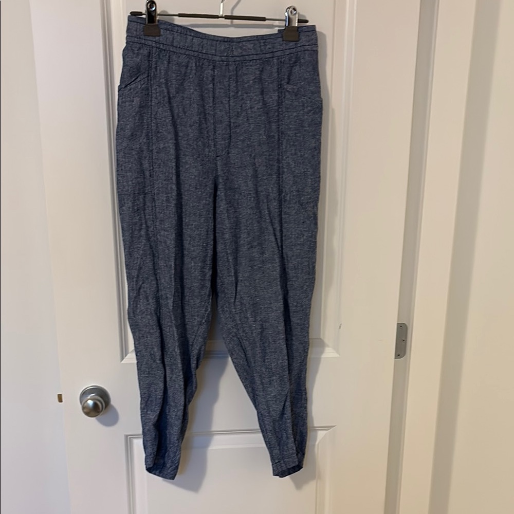 Old Navy Blue Linen Blend Ankle Cropped Pants